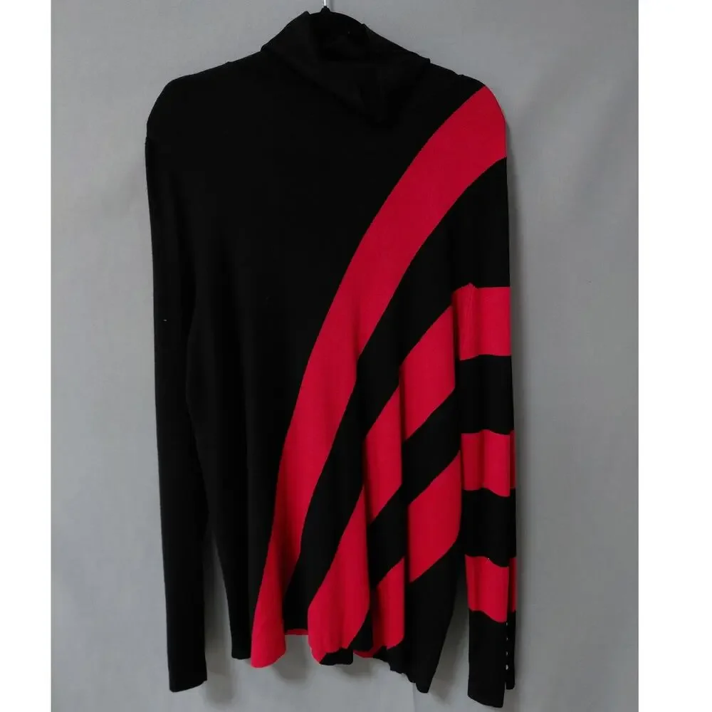 Chico's Black Asymmetrical Hem Knit Stretch Sweater Women Size XXL